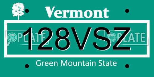 128VSZ Vermont License Plate