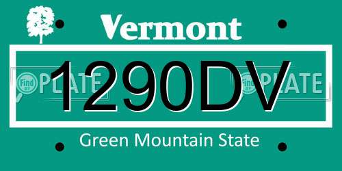 1290DV Vermont License Plate