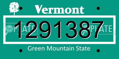 1291387 Vermont License Plate