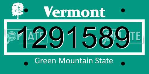 1291589 Vermont License Plate