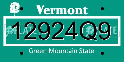 12924Q9 Vermont License Plate