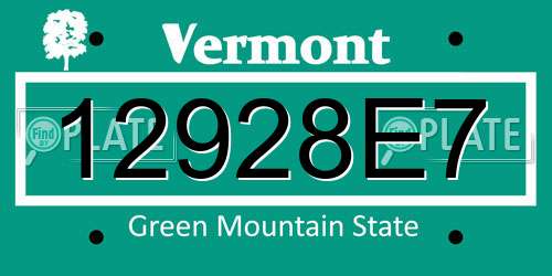 12928E7 Vermont License Plate