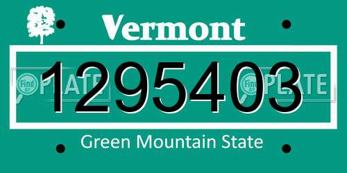 1295403 Vermont License Plate