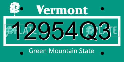 12954Q3 Vermont License Plate