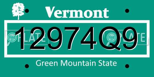 12974Q9 Vermont License Plate