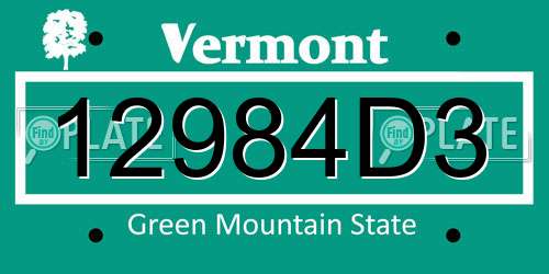 12984D3 Vermont License Plate