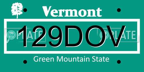 129DOV Vermont License Plate