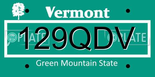 129QDV Vermont License Plate