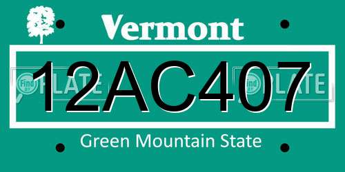 12AC407 Vermont License Plate