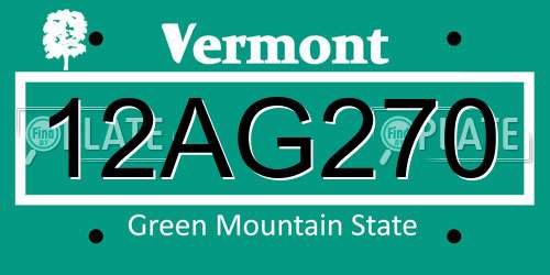 12AG270 Vermont License Plate