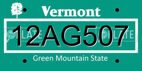 12AG507 Vermont License Plate