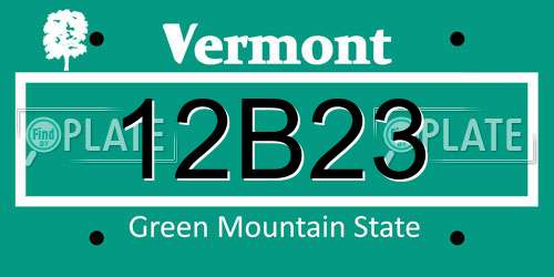 12B23 Vermont License Plate