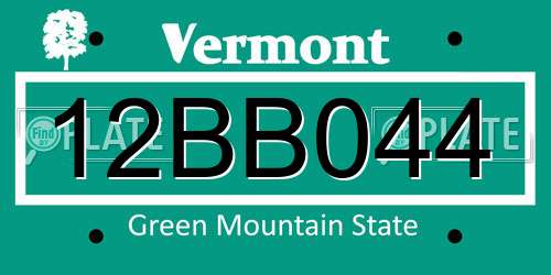 12BB044 Vermont License Plate