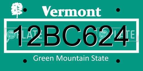 12BC624 Vermont License Plate