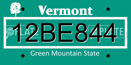 12BE844 Vermont License Plate