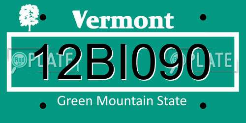 12BI090 Vermont License Plate