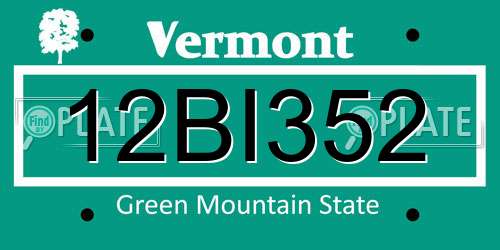 12BI352 Vermont License Plate