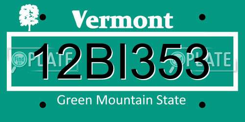 12BI353 Vermont License Plate