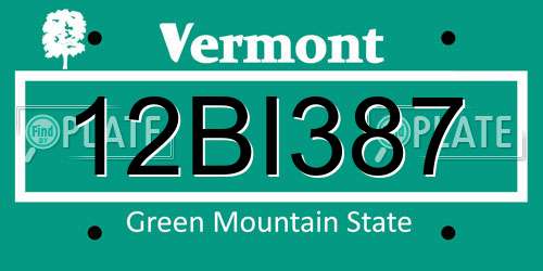 12BI387 Vermont License Plate