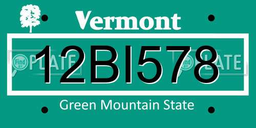 12BI578 Vermont License Plate