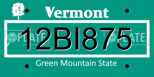 12BI875 Vermont License Plate