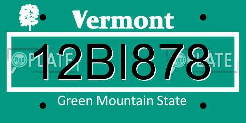 12BI878 Vermont License Plate