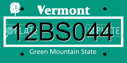 12BS044 Vermont License Plate