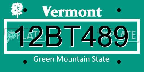 12BT489 Vermont License Plate