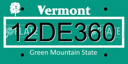 12DE360 Vermont License Plate