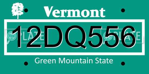 12DQ556 Vermont License Plate