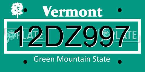 12DZ997 Vermont License Plate