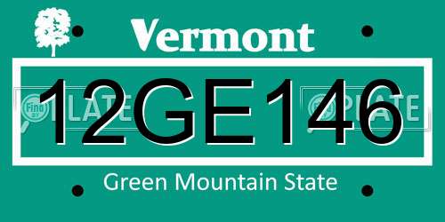 12GE146 Vermont License Plate
