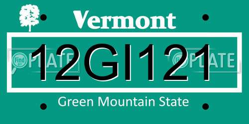 12GI121 Vermont License Plate