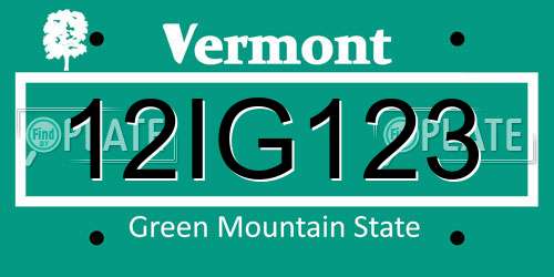 12IG123 Vermont License Plate