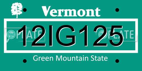 12IG125 Vermont License Plate