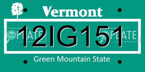 12IG151 Vermont License Plate