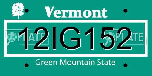 12IG152 Vermont License Plate