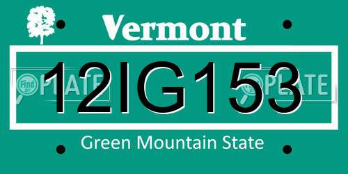 12IG153 Vermont License Plate