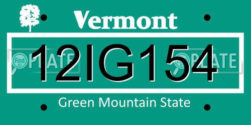 12IG154 Vermont License Plate