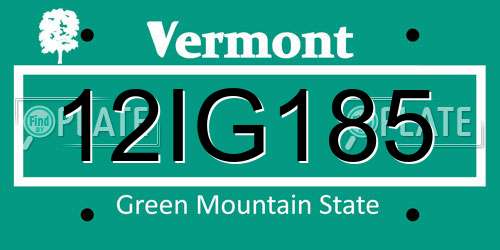 12IG185 Vermont License Plate