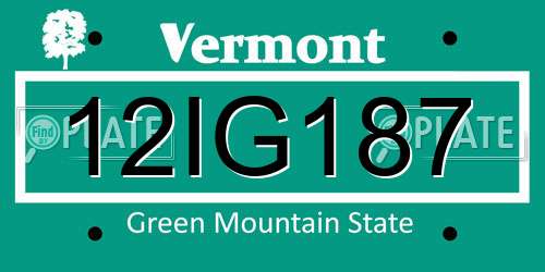 12IG187 Vermont License Plate