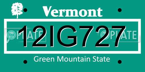 12IG727 Vermont License Plate
