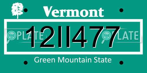 12II477 Vermont License Plate