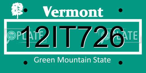 12IT726 Vermont License Plate