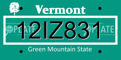 12IZ831 Vermont License Plate