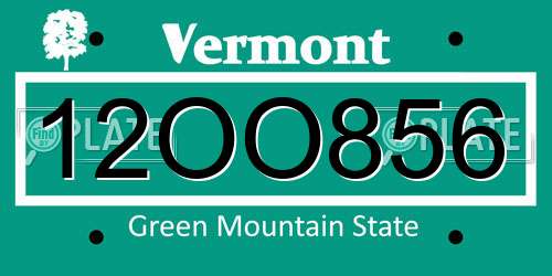 12OO856 Vermont License Plate
