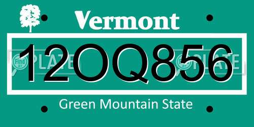 12OQ856 Vermont License Plate