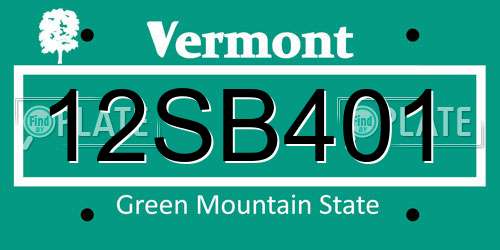 12SB401 Vermont License Plate