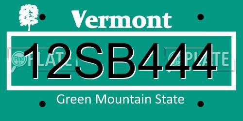 12SB444 Vermont License Plate