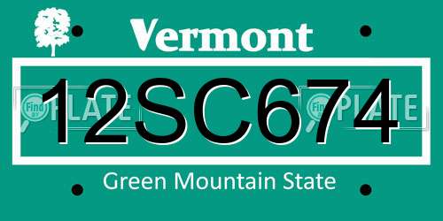 12SC674 Vermont License Plate